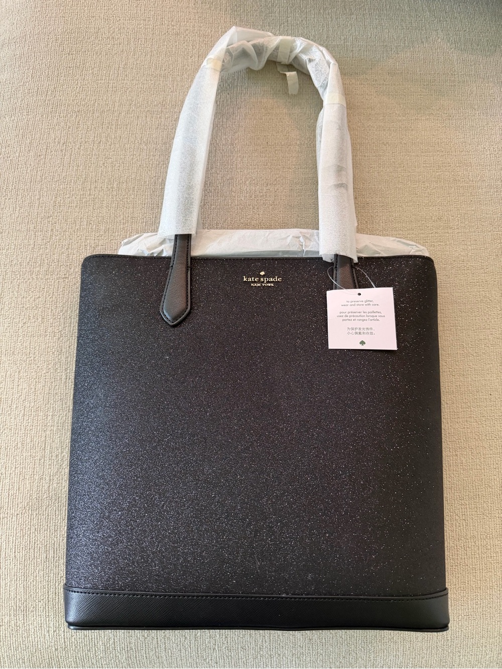 kate spade black glitter tote